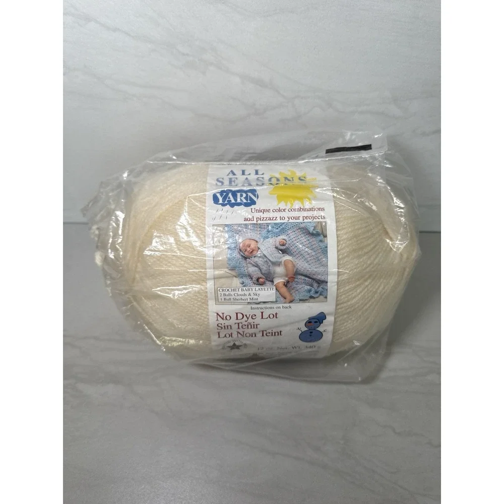 All‎ Seasons Baby Yarn - No Dye Large 12 oz Skein In Off White E1-016